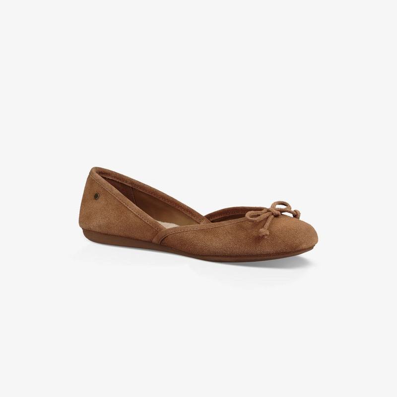 Chausson UGG Lena Flat Slip-On Femme Marron Soldes 390ANMDP